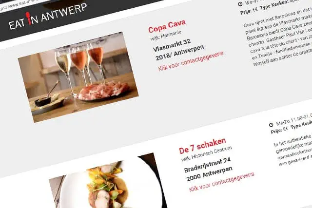 Uw site op Eat in Antwerp